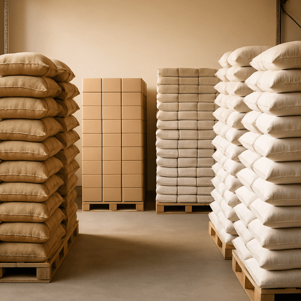 Sacks of raw cashew nuts being weighed at a collection point in southern Tanzania
